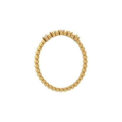 Dainty Diamond Beaded Band Ring for Women 14K Solid White Gold  Stackable Everyday Ring