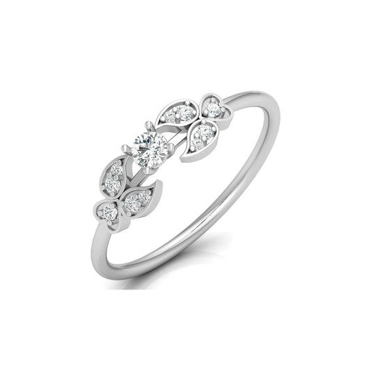 Handcrafted Floral Round Diamond 14K Gold Ring with Real Diamonds Timeless Charm