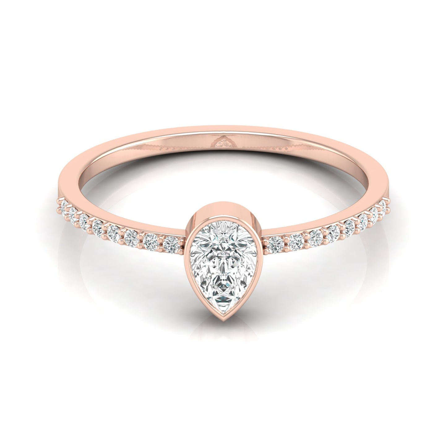 Elegant Pear And Round Diamond Band Ring With Side Stones Ring For Her