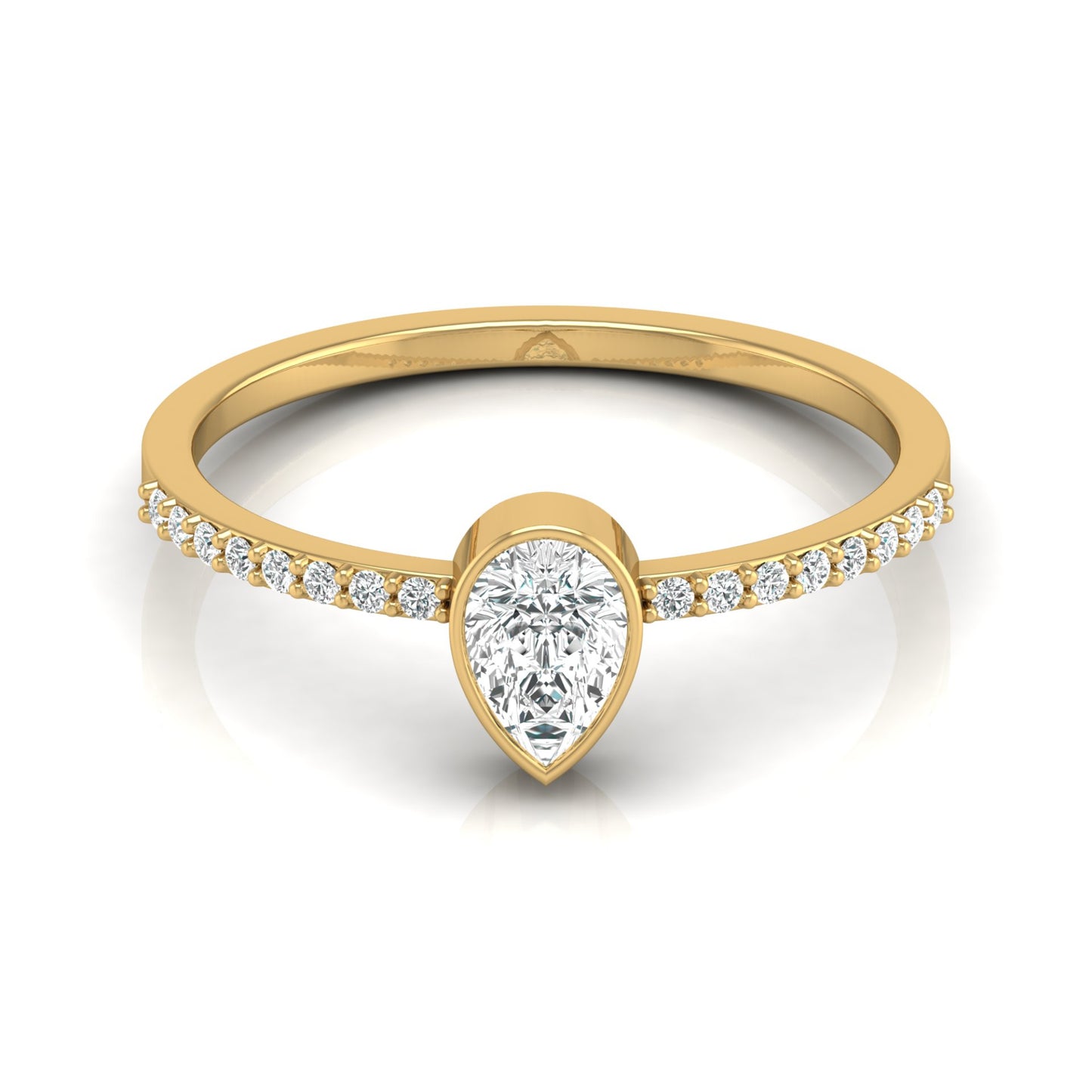 Elegant Pear And Round Diamond Band Ring With Side Stones Ring For Her