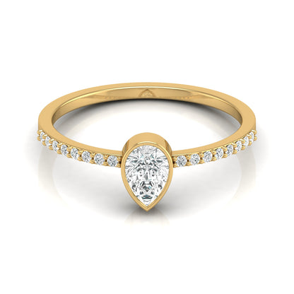 Elegant Pear And Round Diamond Band Ring With Side Stones Ring For Her
