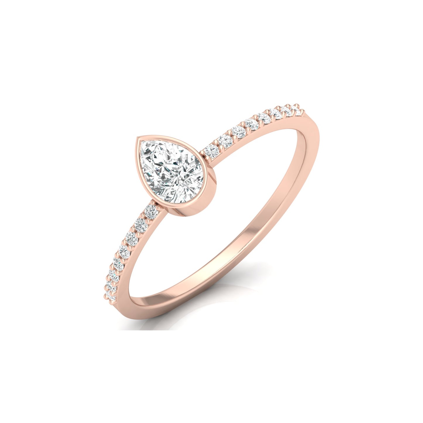 Elegant Pear And Round Diamond Band Ring With Side Stones Ring For Her