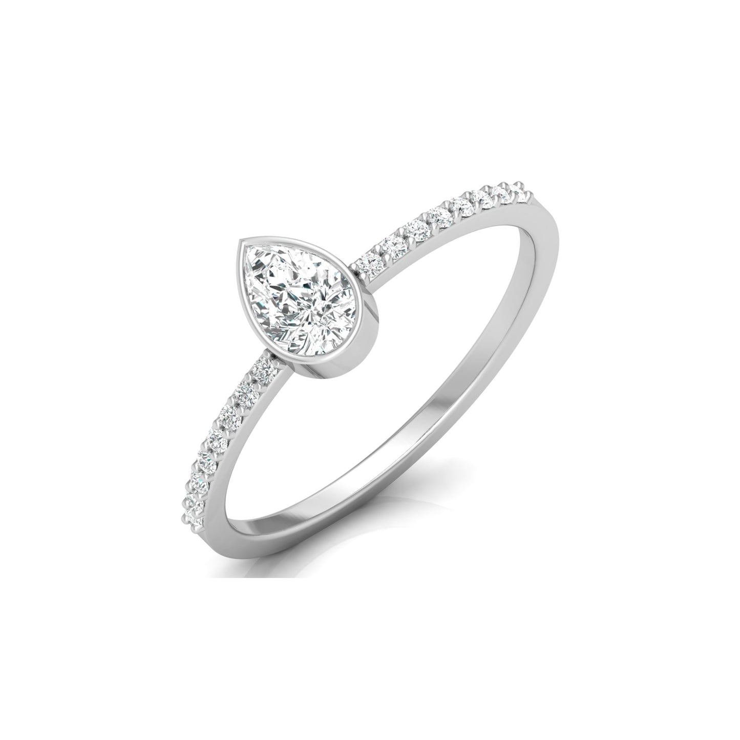 Elegant Pear And Round Diamond Band Ring With Side Stones Ring For Her