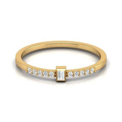 Labgrown Baguette Diamond Ring With Round Side Stones Sparkle In 14K Solid Gold