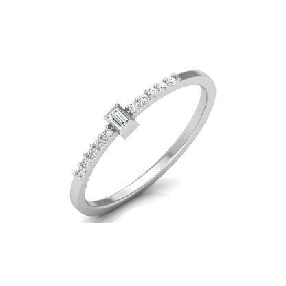Labgrown Baguette Diamond Ring With Round Side Stones Sparkle In 14K Solid Gold