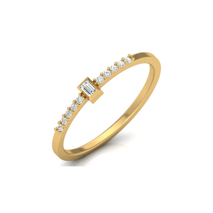 Labgrown Baguette Diamond Ring With Round Side Stones Sparkle In 14K Solid Gold