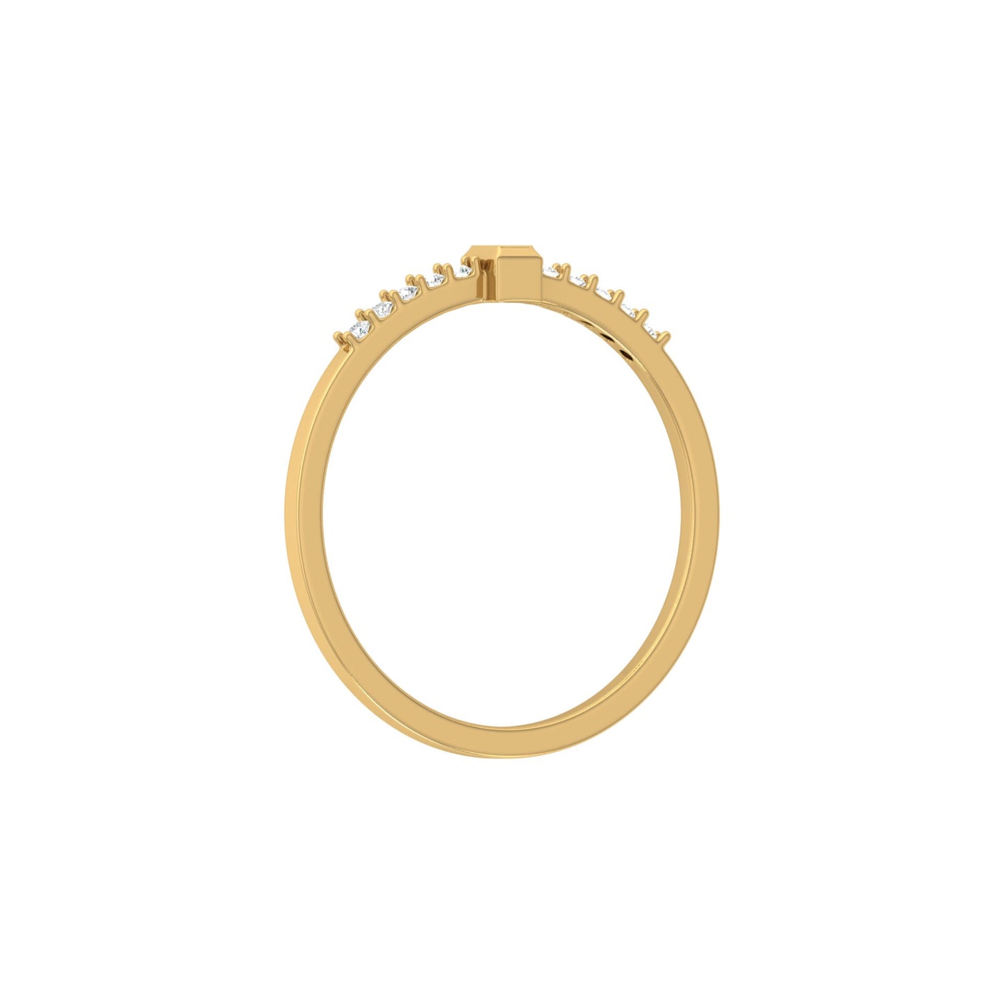 Labgrown Baguette Diamond Ring With Round Side Stones Sparkle In 14K Solid Gold