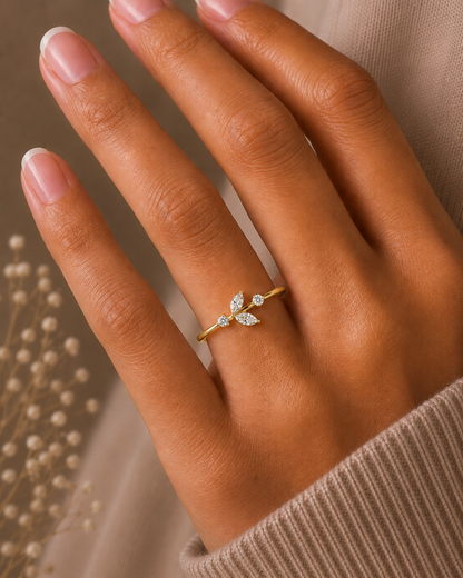 10K Gold Labgrown Diamond Marquise and Round Cut Engagement Ring Affordable Party Band