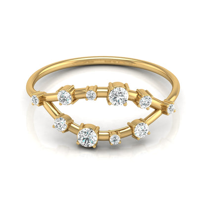 Unique Round Cut Diamond Wedding Band Elegant Thin Ring In 14K Solid Gold