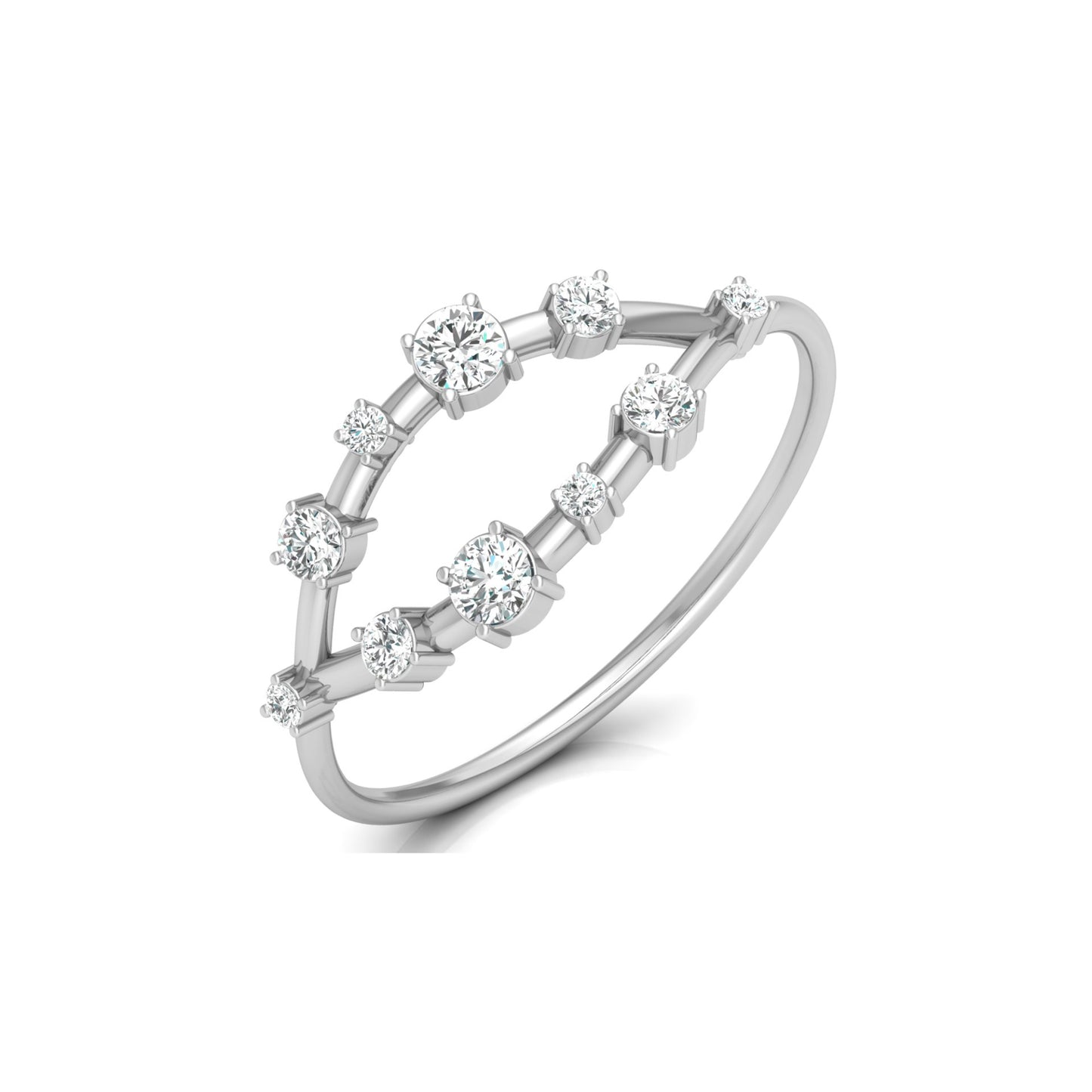 Unique Round Cut Diamond Wedding Band Elegant Thin Ring In 14K Solid Gold