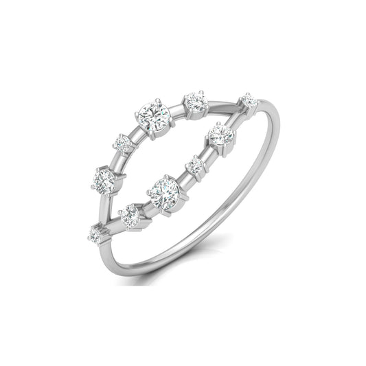 Unique Round Cut Diamond Wedding Band Elegant Thin Ring In 14K Solid Gold