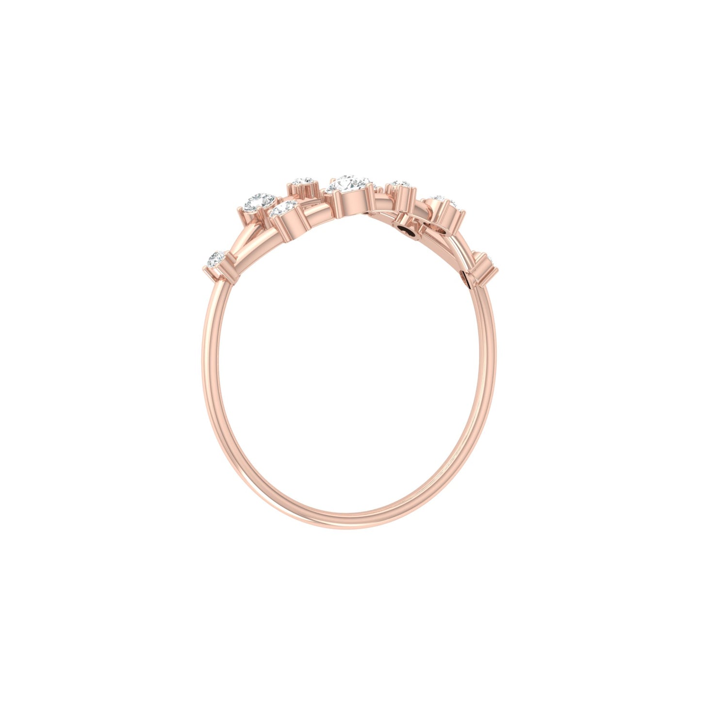 Unique Round Cut Diamond Wedding Band Elegant Thin Ring In 14K Solid Gold