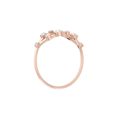 Unique Round Cut Diamond Wedding Band Elegant Thin Ring In 14K Solid Gold