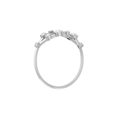 Unique Round Cut Diamond Wedding Band Elegant Thin Ring In 14K Solid Gold