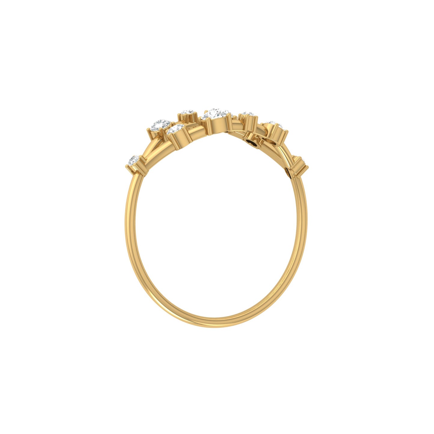 Unique Round Cut Diamond Wedding Band Elegant Thin Ring In 14K Solid Gold