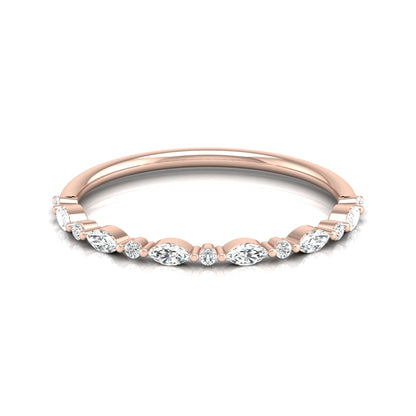 Marquise And Round Cut Lab Or Natural Diamond Ring For Anniversary Gift In 14 KT Solid Gold