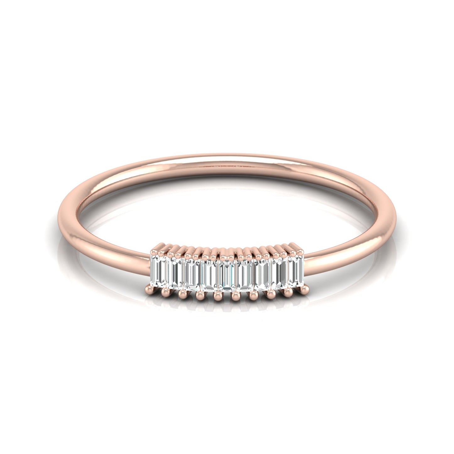 Stackable Baguette Cut Diamond Ring Modern Elegant Band for Women's In 14 KT Gold