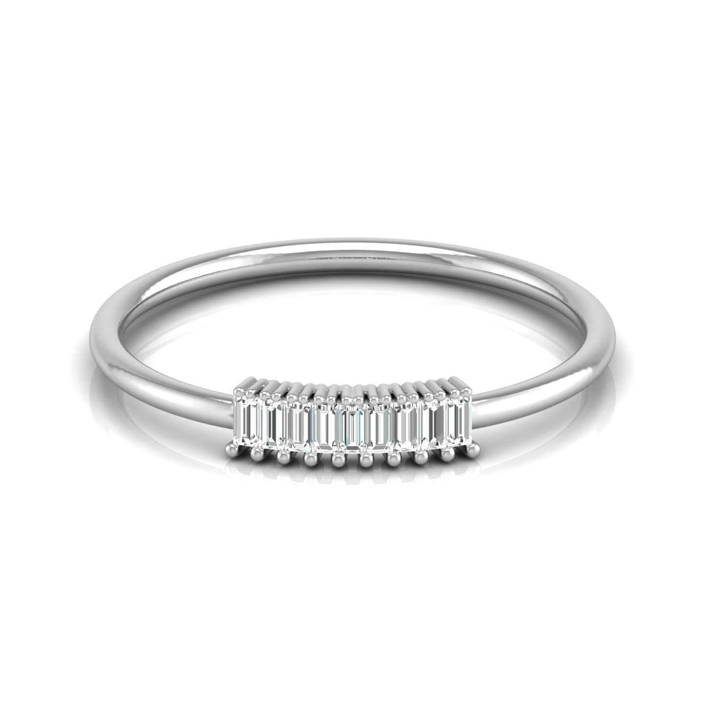 Stackable Baguette Cut Diamond Ring Modern Elegant Band for Women's In 14 KT Gold