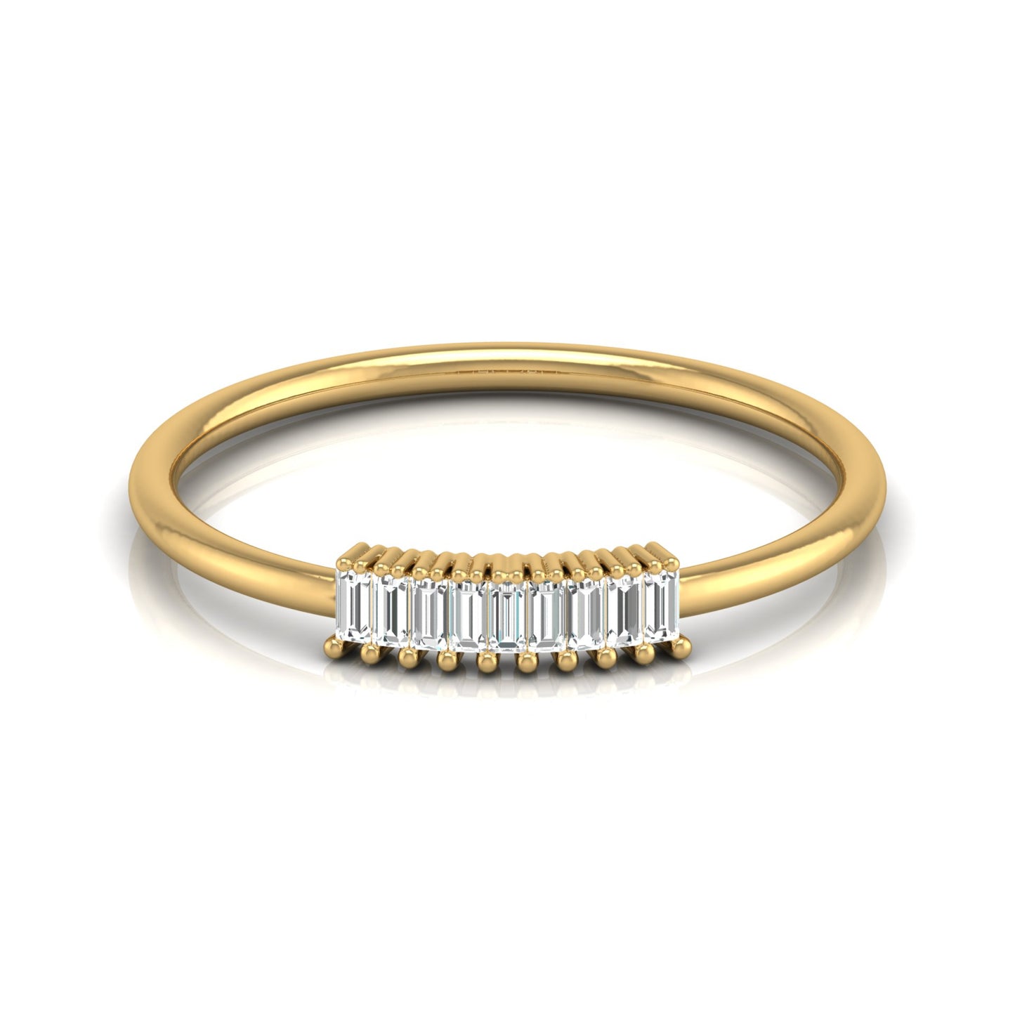 Stackable Baguette Cut Diamond Ring Modern Elegant Band for Women's In 14 KT Gold