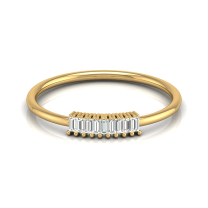 Stackable Baguette Cut Diamond Ring Modern Elegant Band for Women's In 14 KT Gold