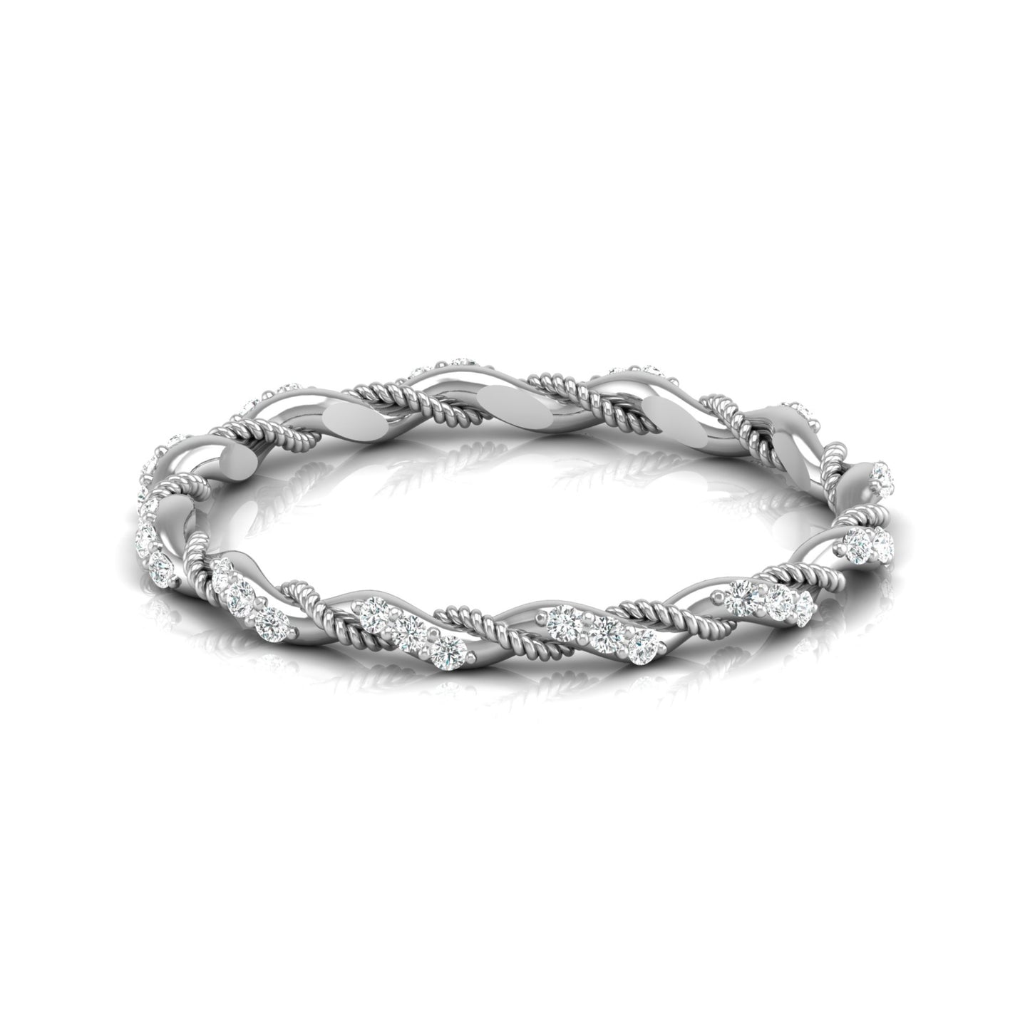 Twisted Round Cut Band Ring for Her 14KT Solid Gold Everyday Wear In Lab Or Natural Diamonds