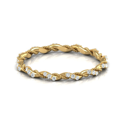 Twisted Round Cut Band Ring for Her 14KT Solid Gold Everyday Wear In Lab Or Natural Diamonds