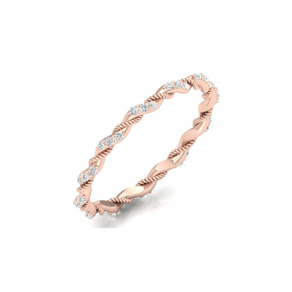 Twisted Round Cut Band Ring for Her 14KT Solid Gold Everyday Wear In Lab Or Natural Diamonds