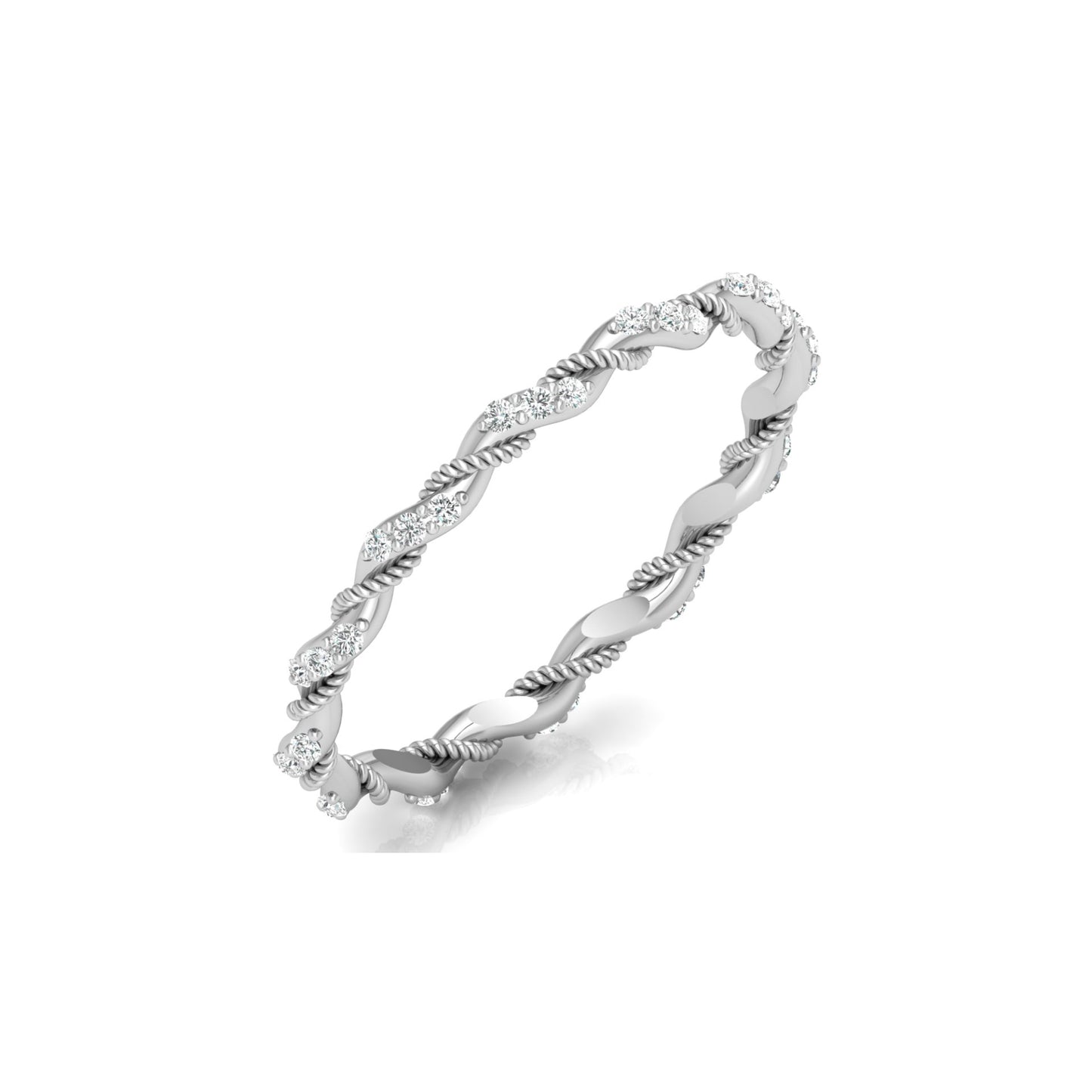 Twisted Round Cut Band Ring for Her 14KT Solid Gold Everyday Wear In Lab Or Natural Diamonds