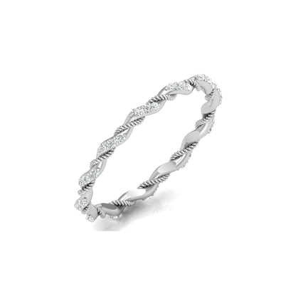 Twisted Round Cut Band Ring for Her 14KT Solid Gold Everyday Wear In Lab Or Natural Diamonds