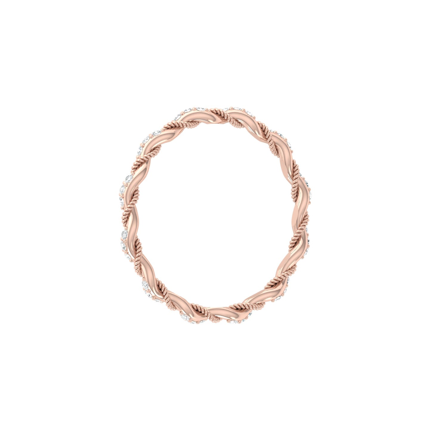 Twisted Round Cut Band Ring for Her 14KT Solid Gold Everyday Wear In Lab Or Natural Diamonds