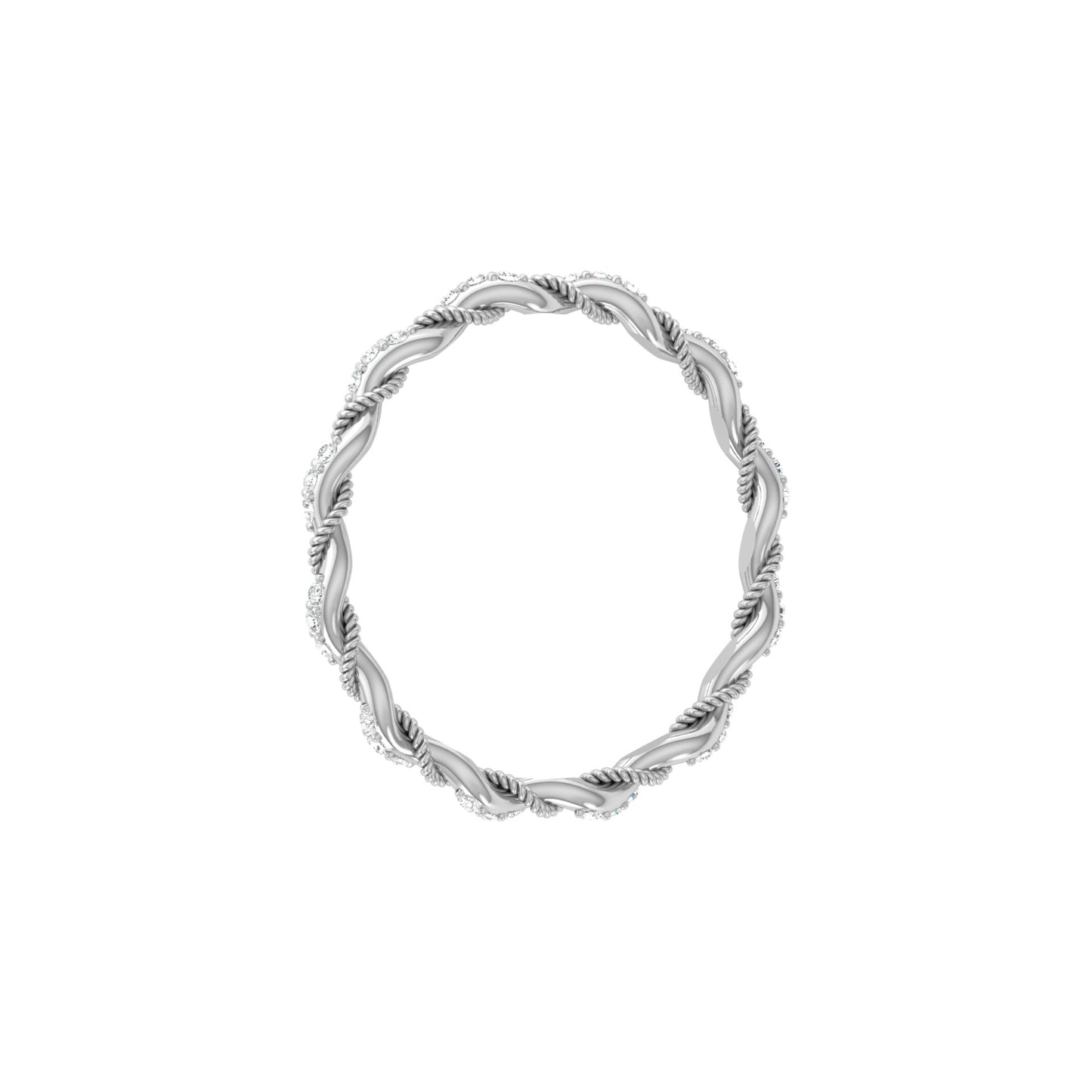 Twisted Round Cut Band Ring for Her 14KT Solid Gold Everyday Wear In Lab Or Natural Diamonds