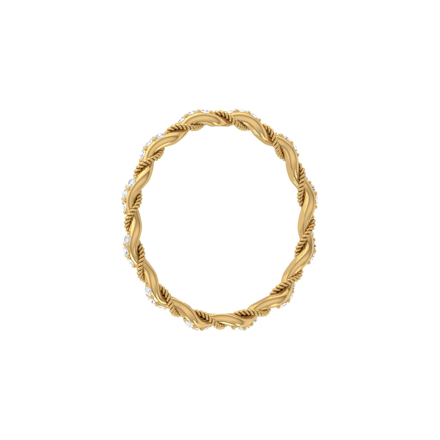 Twisted Round Cut Band Ring for Her 14KT Solid Gold Everyday Wear In Lab Or Natural Diamonds