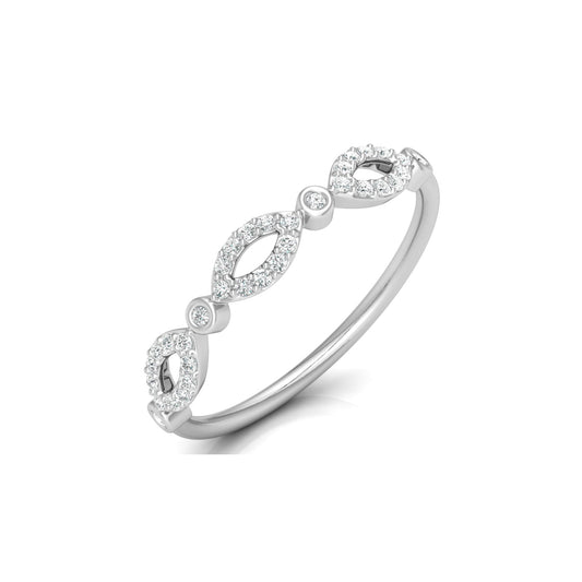 Marquise and Round Diamond Wedding Band Ring Stackable Design for Women in 14 KT Solid Gold
