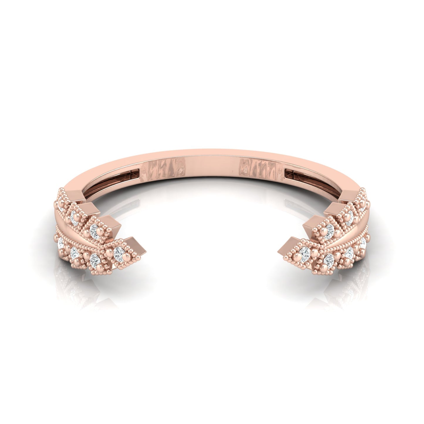 Affordable Open Cuff Band Ring with Round Diamond For Her In 18 KT Solid Gold