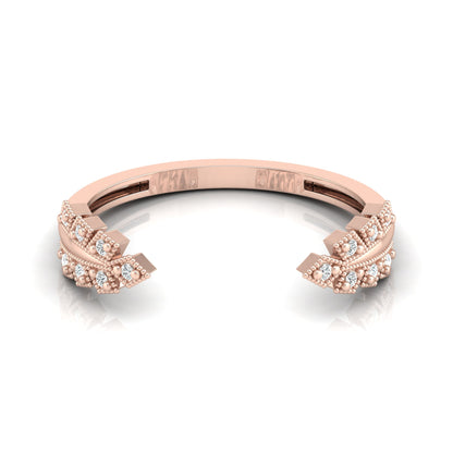 Affordable Open Cuff Band Ring with Round Diamond For Her In 18 KT Solid Gold