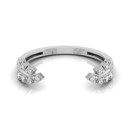 Affordable Open Cuff Band Ring with Round Diamond For Her In 18 KT Solid Gold