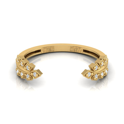 Affordable Open Cuff Band Ring with Round Diamond For Her In 18 KT Solid Gold
