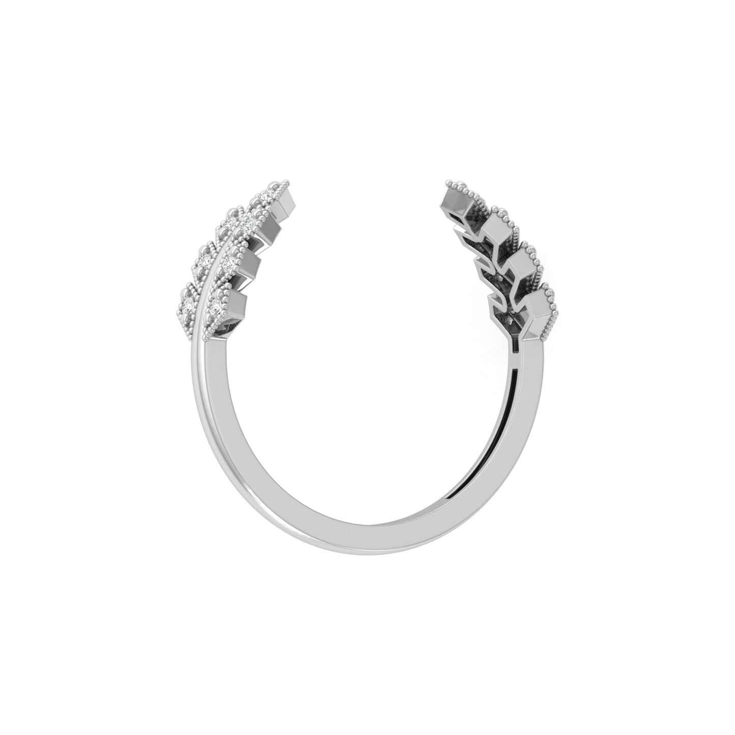 Affordable Open Cuff Band Ring with Round Diamond For Her In 18 KT Solid Gold