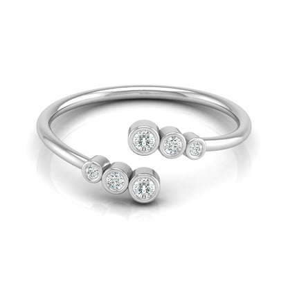 14K Solid Gold Modern Bezel-Set Open Cuff Diamond Ring Minimalist Everyday Style for Her