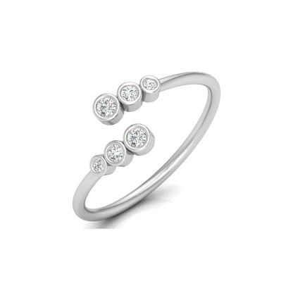 14K Solid Gold Modern Bezel-Set Open Cuff Diamond Ring Minimalist Everyday Style for Her