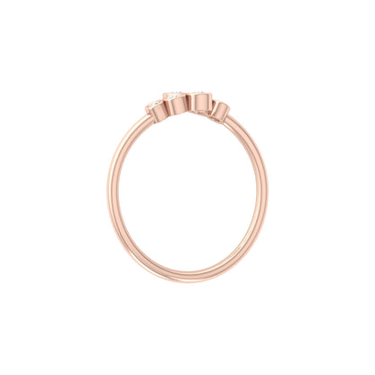 14K Solid Gold Modern Bezel-Set Open Cuff Diamond Ring Minimalist Everyday Style for Her