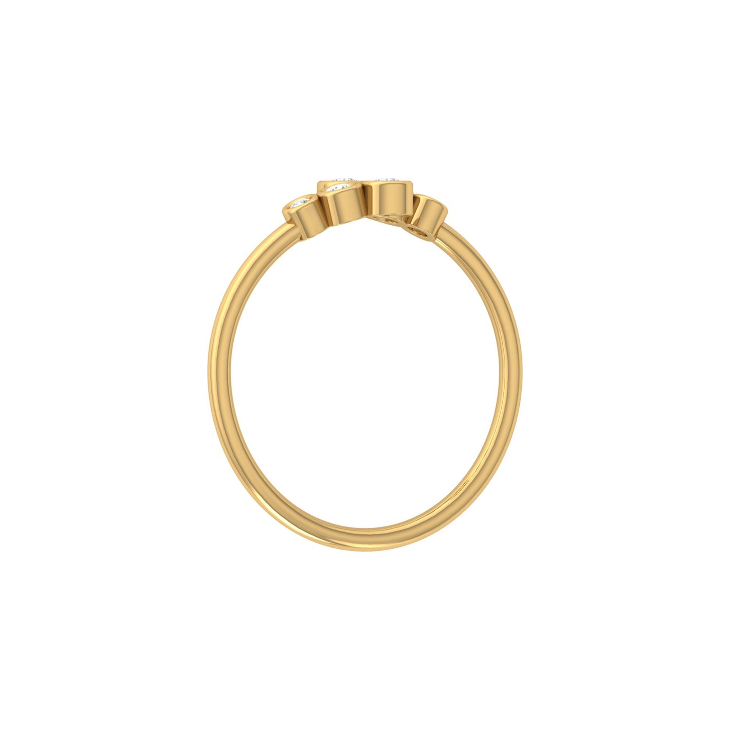14K Solid Gold Modern Bezel-Set Open Cuff Diamond Ring Minimalist Everyday Style for Her