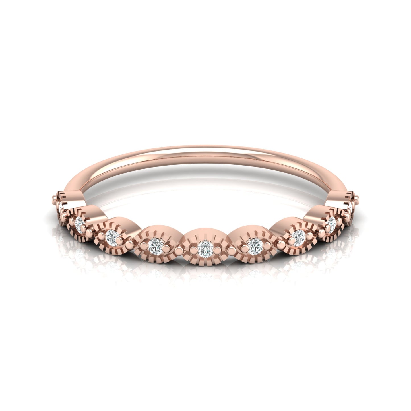 Dainty Diamond Cluster Band Ring for Women's Stackable Vintage Wedding Ring In 14K Solid Gold