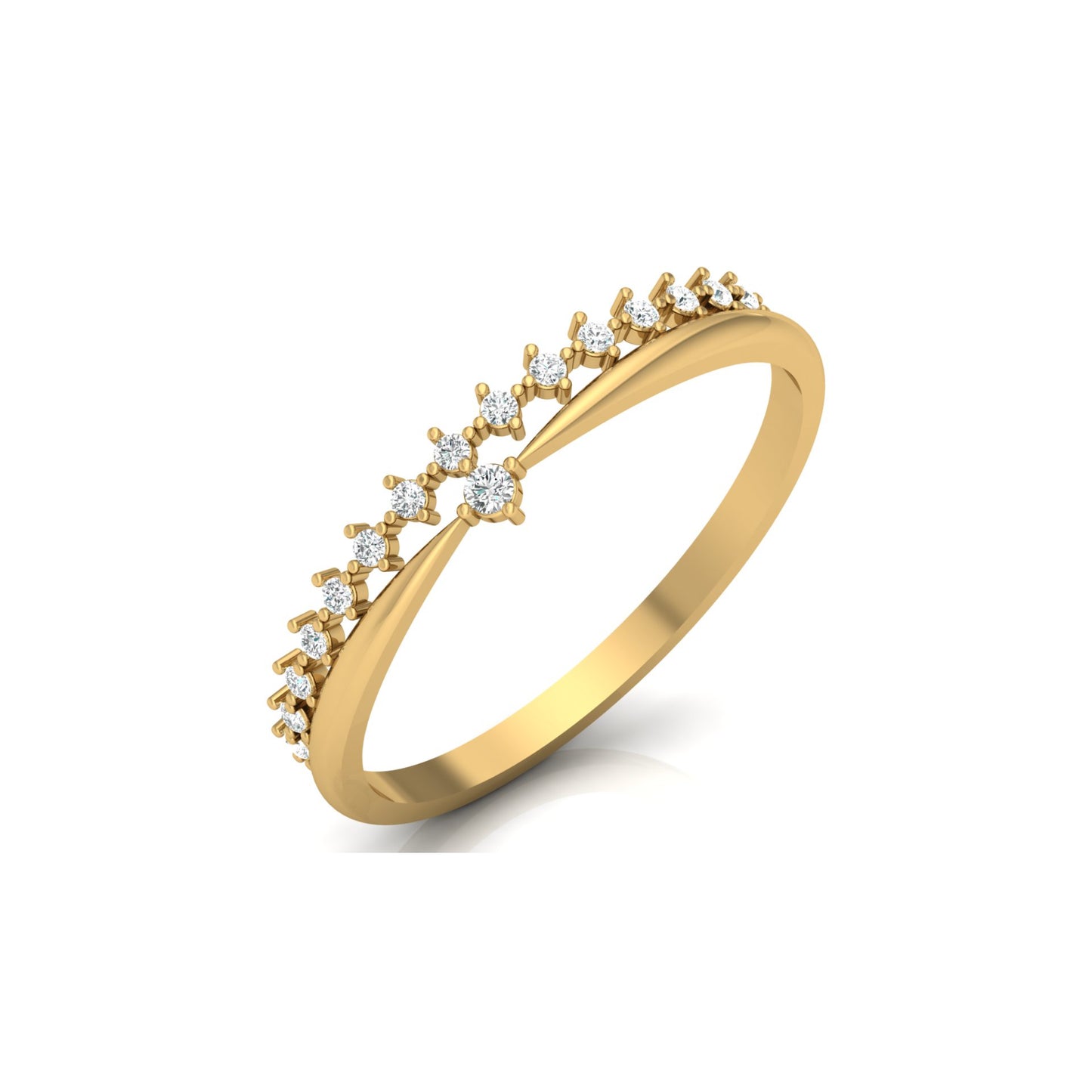 Round Cut Diamond Promise Ring for Wife Dainty Everyday Wear Band in 14K Solid Gold