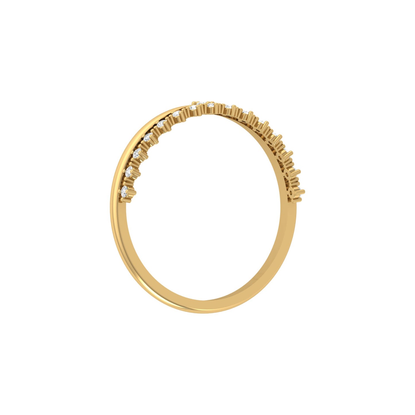 Round Cut Diamond Promise Ring for Wife Dainty Everyday Wear Band in 14K Solid Gold