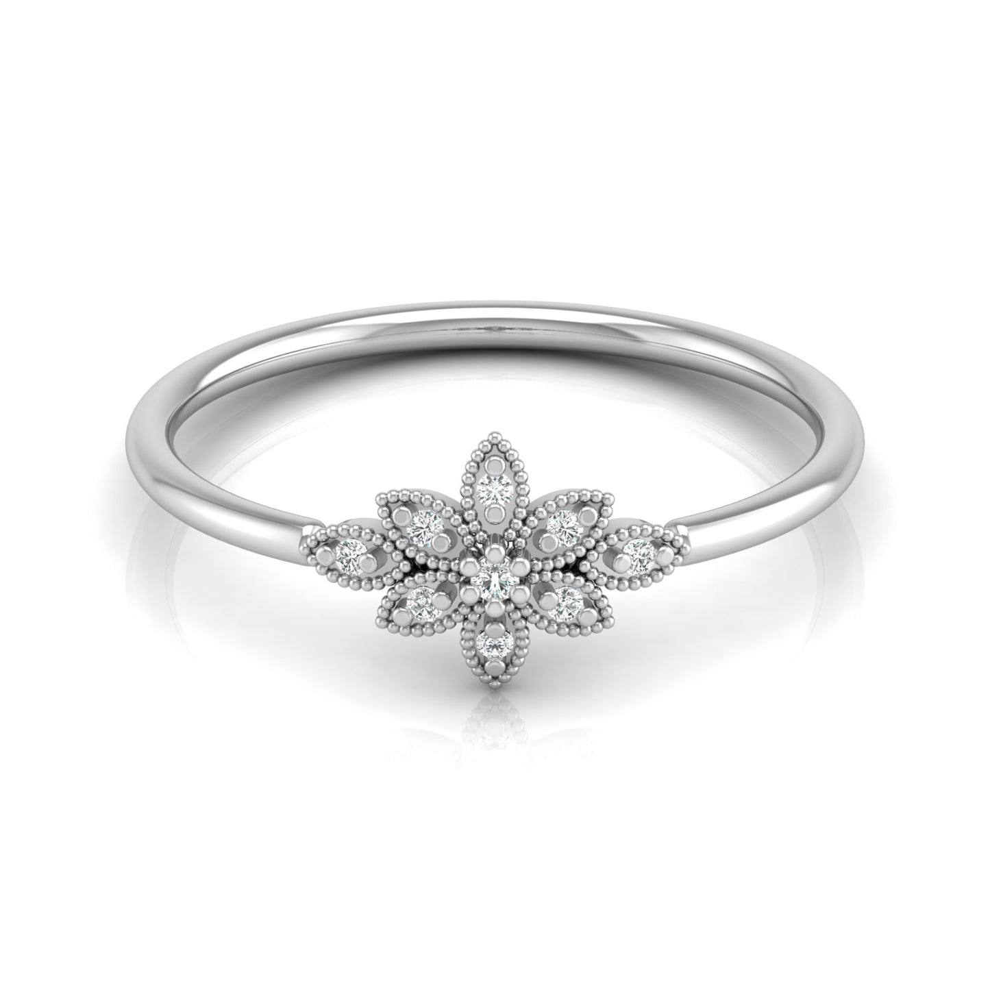 Floral Diamond Cluster Ring for Women's Elegant Flower Design Band in 18K Solid Gold