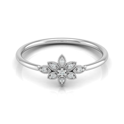 Floral Diamond Cluster Ring for Women's Elegant Flower Design Band in 18K Solid Gold