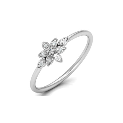 Floral Diamond Cluster Ring for Women's Elegant Flower Design Band in 18K Solid Gold