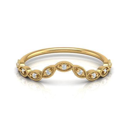 Dainty Vintage V-Shape Princess Crown Diamond Ring Elegant Gift for Her In 14K Solid Gold