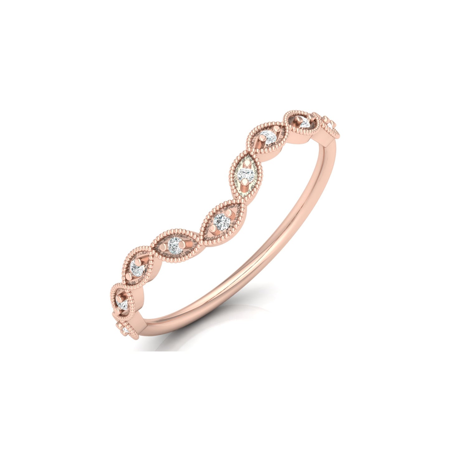 Dainty Vintage V-Shape Princess Crown Diamond Ring Elegant Gift for Her In 14K Solid Gold